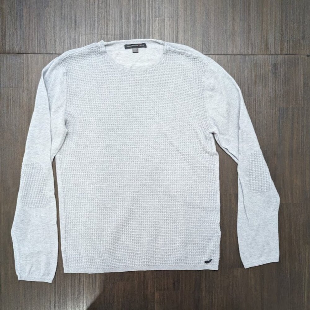 John Varvatos | Women's Large Grey Thermal Sweater w/ Accent Elbow Patches